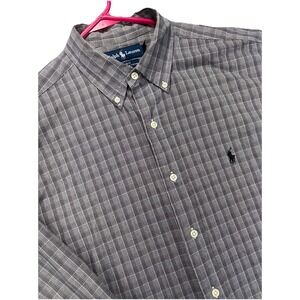 Vintage Ralph Lauren Shirt Mens L Blake Button Down Long Sleeves Gray Plaid